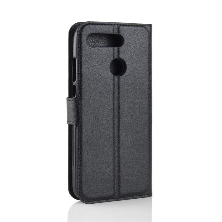 Litchi Texture Stand Stand Leather Case Para Huawei Honor View 20 / Honra V20 - Preto