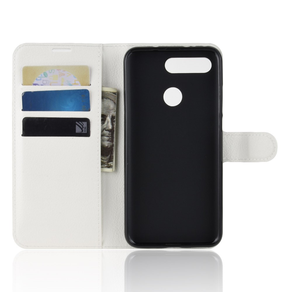 Litchi Texture Wallet Stand Leather Cover for Huawei Honor View 20 / Honor V20 - White-3