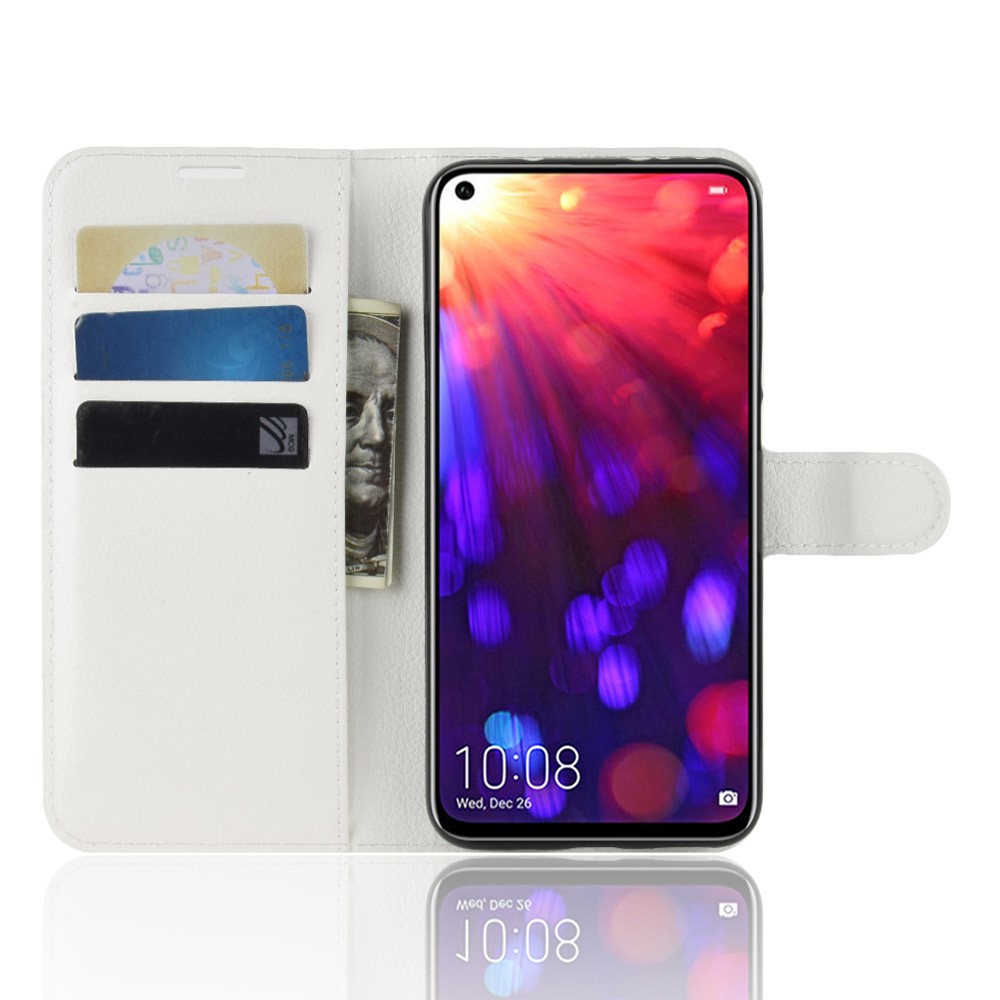 Litchi Texture Wallet Stand Leather Cover for Huawei Honor View 20 / Honor V20 - White-4