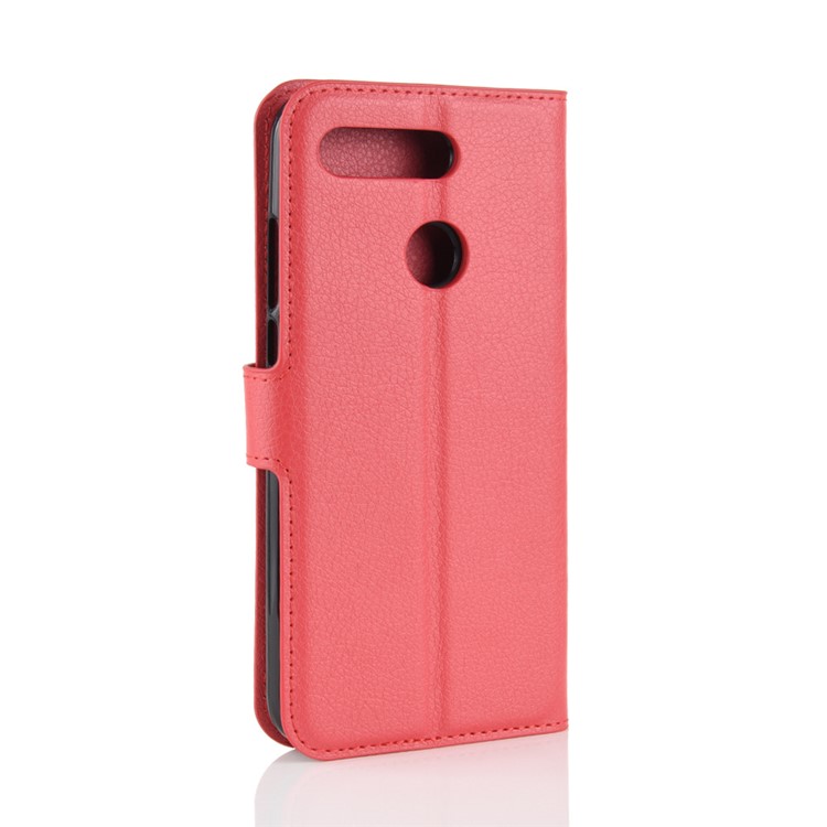 Litchi Texture Wallet Stand Leather Shell for Huawei Honor View 20 / Honor V20 - Red-6