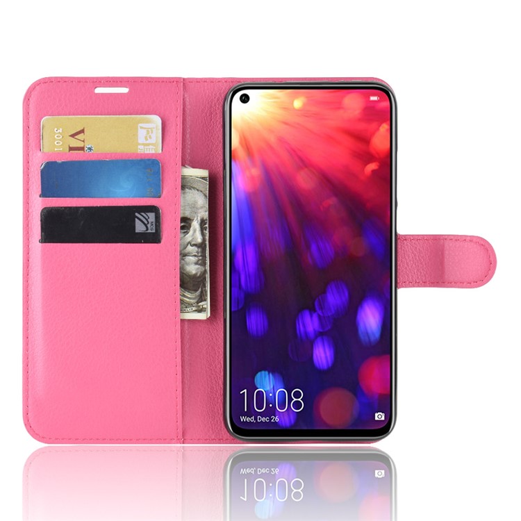 Litchi Texture Wallet Leather Phone Cover for Huawei Honor View 20 / Honor V20 - Rose-4