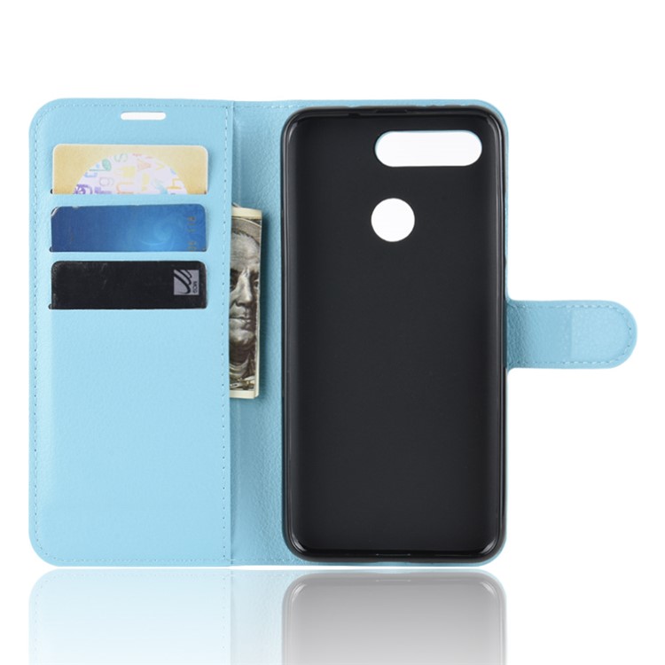 Litchi Texture Leather Cell Phone Case for Huawei Honor View 20 / Honor V20 - Blue-3