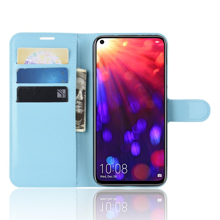 Litchi Texture Leather Cell Phone Case for Huawei Honor View 20 / Honor V20 - Blue-4