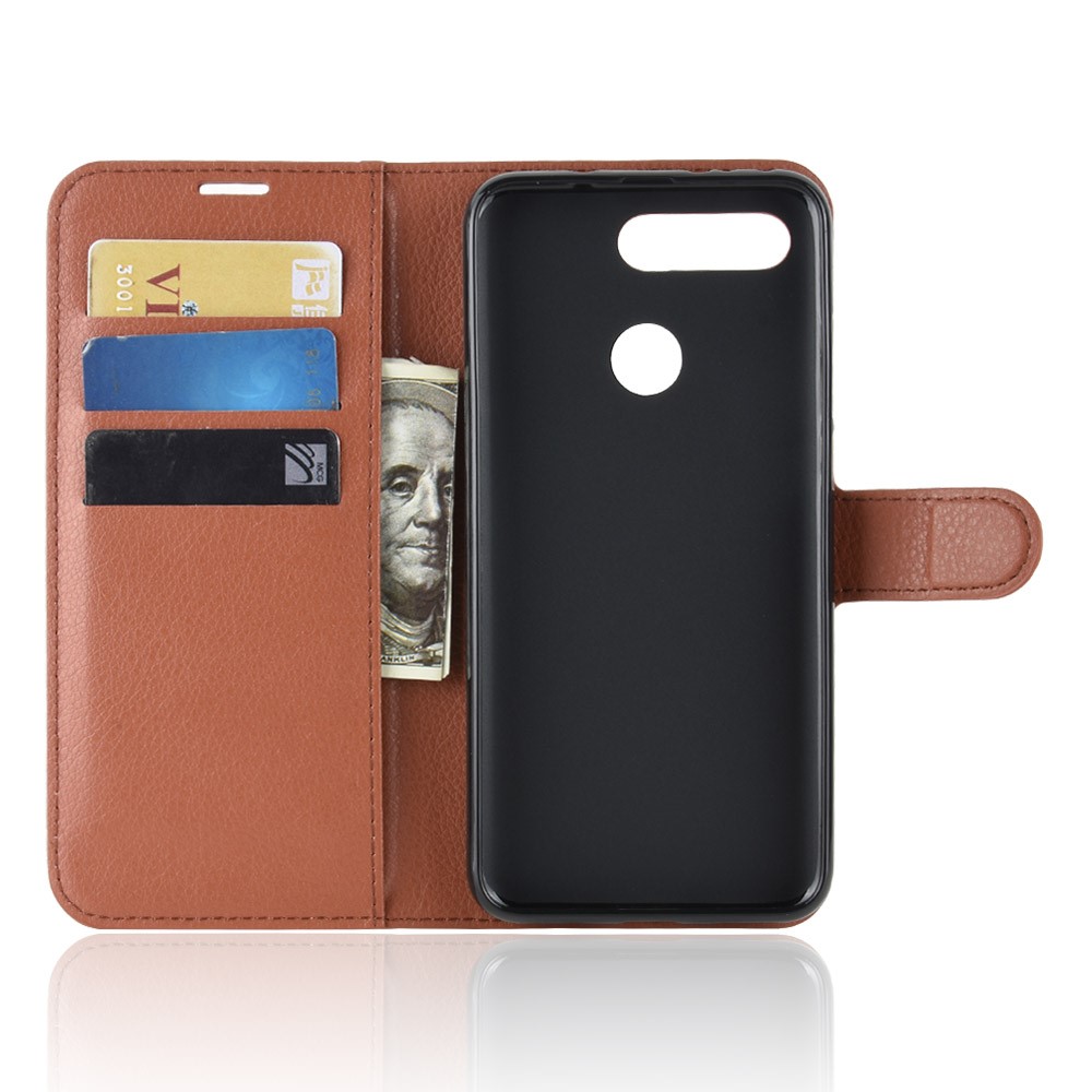 Litchi Texture Wallet Leather Case Accessory for Huawei Honor View 20 / Honor V20 - Brown-3