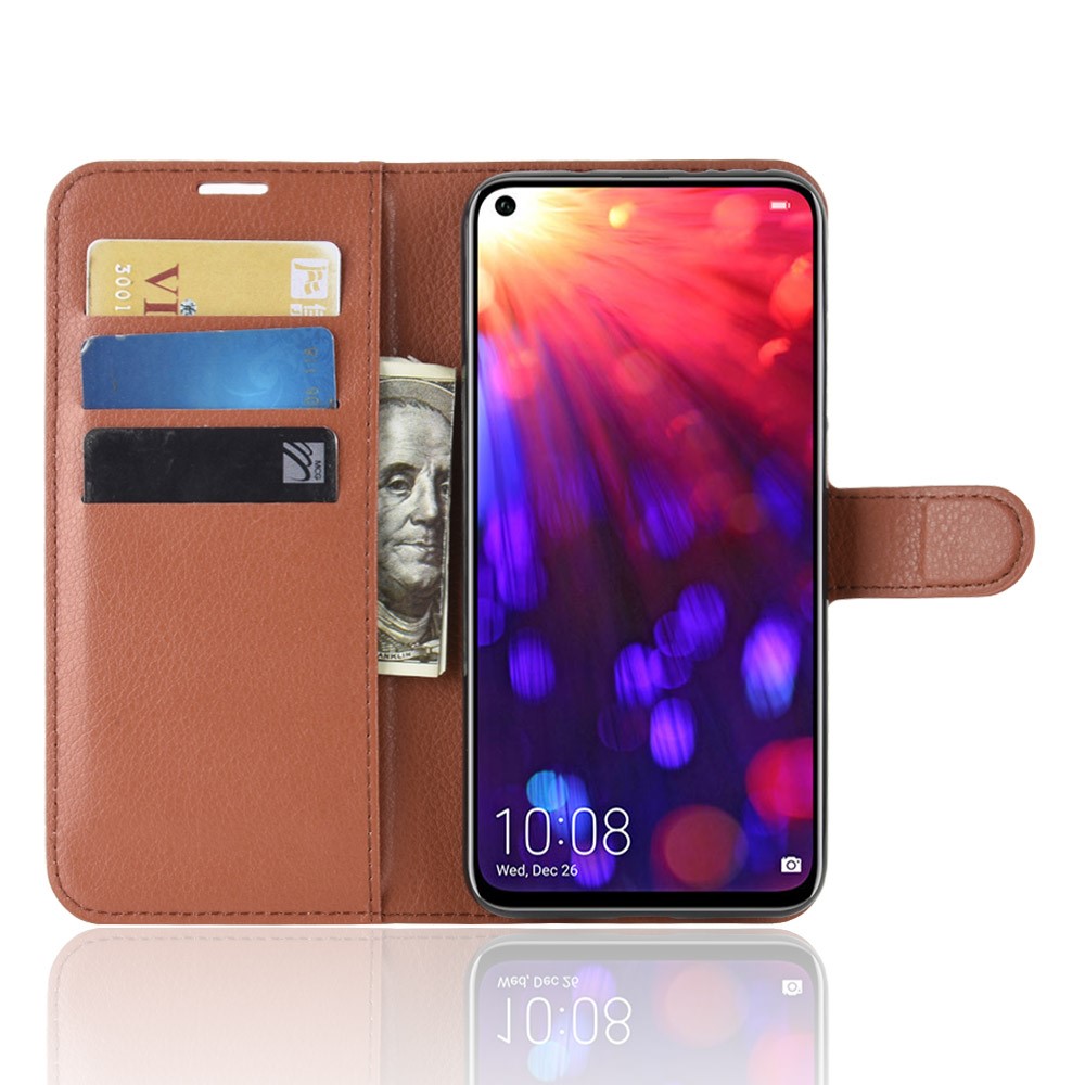 Litchi Texture Wallet Leather Case Accessory for Huawei Honor View 20 / Honor V20 - Brown-4