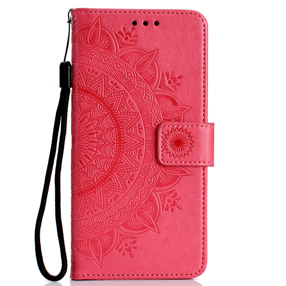 Imprinted Mandala Pattern Wallet Leather Mobile Cover for Huawei Honor 8X / Honor View 10 Lite - Rose-2