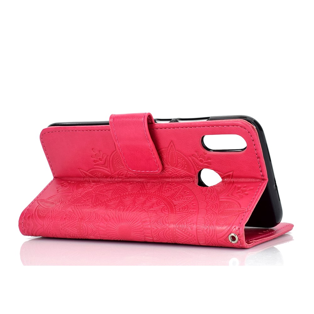 Imprinted Mandala Pattern Wallet Leather Mobile Cover for Huawei Honor 8X / Honor View 10 Lite - Rose-5