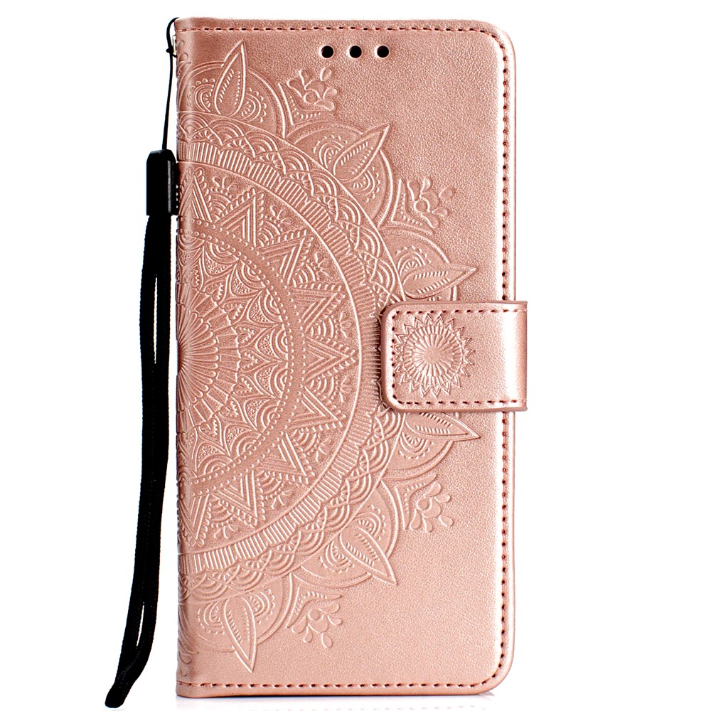 Imprinted Mandala Pattern Wallet Leather Mobile Shell for Huawei Honor 8X / Honor View 10 Lite - Rose Gold-2