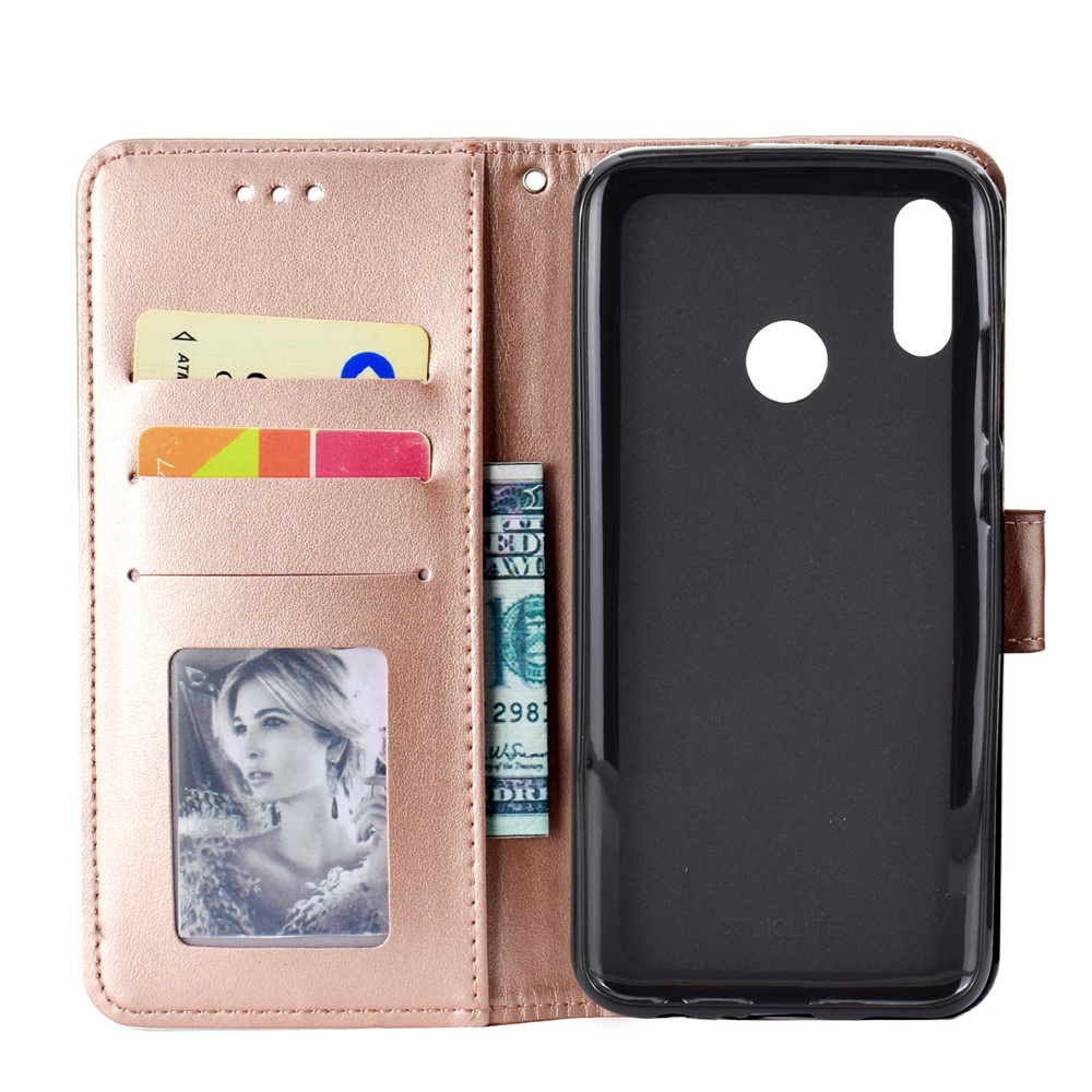 Imprinted Mandala Pattern Wallet Leather Mobile Shell for Huawei Honor 8X / Honor View 10 Lite - Rose Gold-4