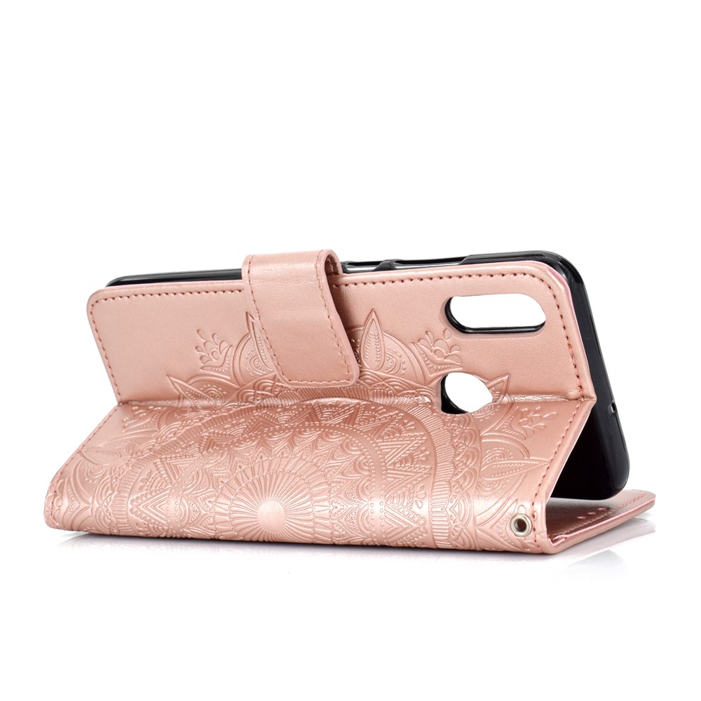 Imprinted Mandala Pattern Wallet Leather Mobile Shell for Huawei Honor 8X / Honor View 10 Lite - Rose Gold-5