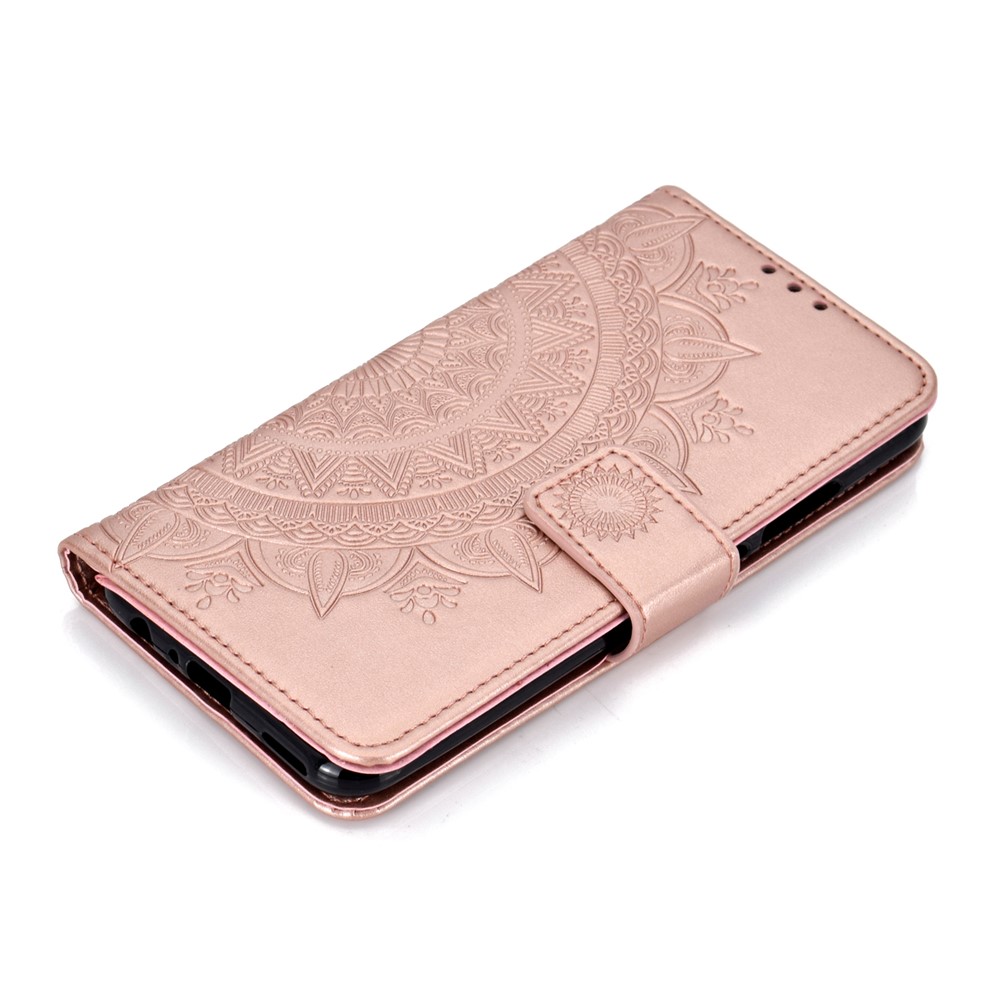 Imprinted Mandala Pattern Wallet Leather Mobile Shell for Huawei Honor 8X / Honor View 10 Lite - Rose Gold-7