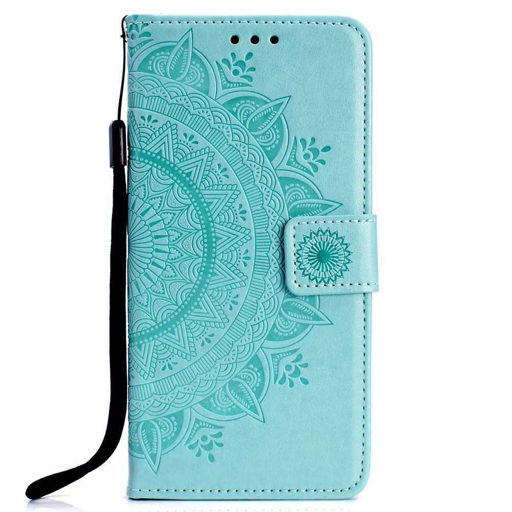 Custodia Per Telefono Cellulare in Pelle di Pattern Mandala Impressa Per Huawei Honor 8x / Onore Visualizza 10 Lite - Ciano-2