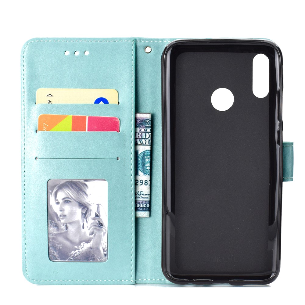 Imprinted Mandala Pattern Wallet Leather Mobile Phone Case for Huawei Honor 8X / Honor View 10 Lite - Cyan-4