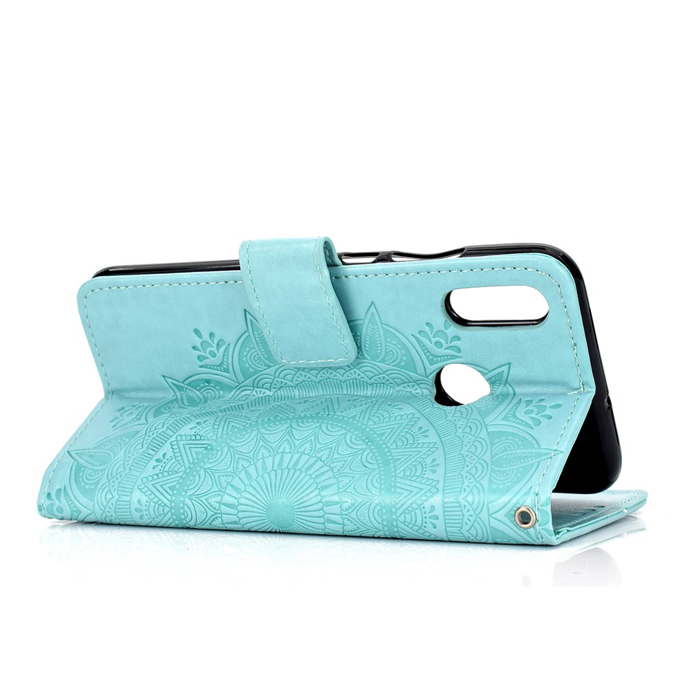 Imprinted Mandala Pattern Wallet Leather Mobile Phone Case for Huawei Honor 8X / Honor View 10 Lite - Cyan-5