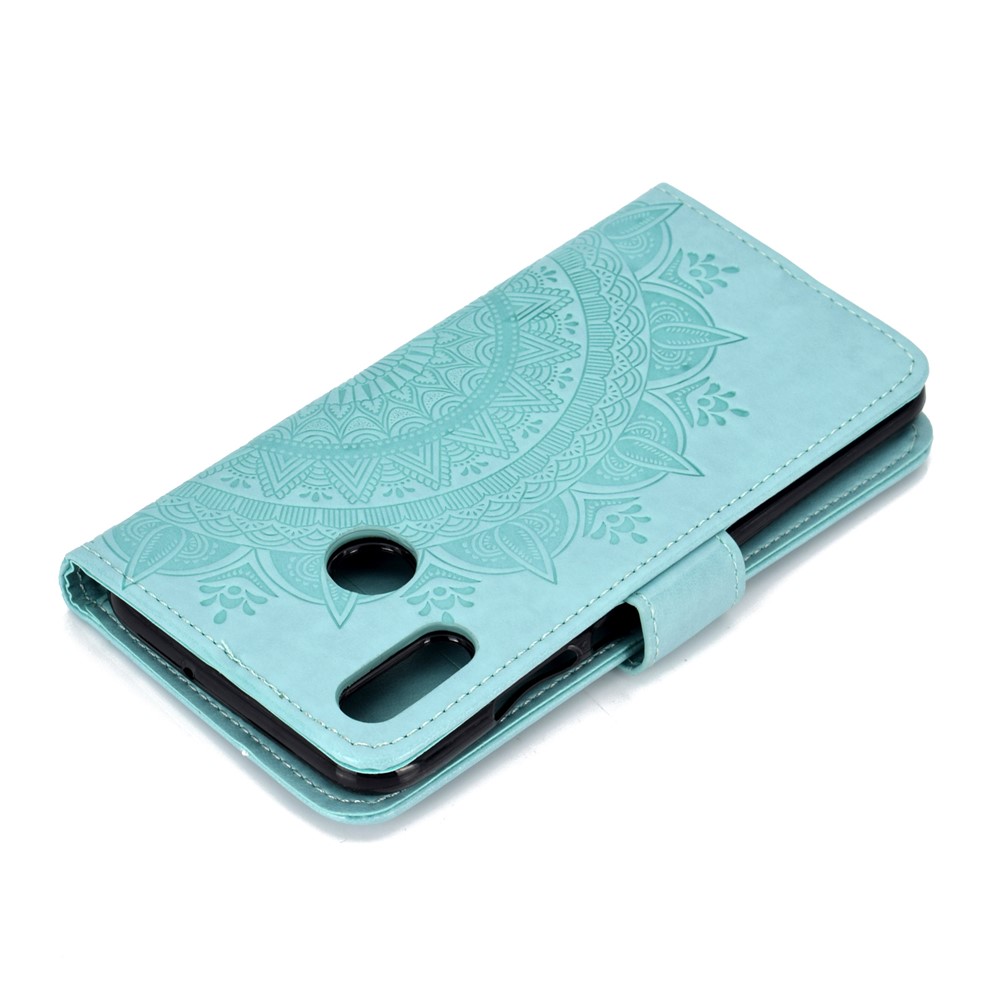 Imprinted Mandala Pattern Wallet Leather Mobile Phone Case for Huawei Honor 8X / Honor View 10 Lite - Cyan-8