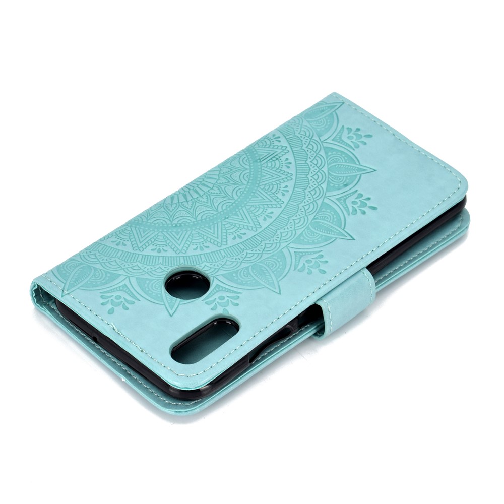 Custodia Per Telefono Cellulare in Pelle di Pattern Mandala Impressa Per Huawei Honor 8x / Onore Visualizza 10 Lite - Ciano-8