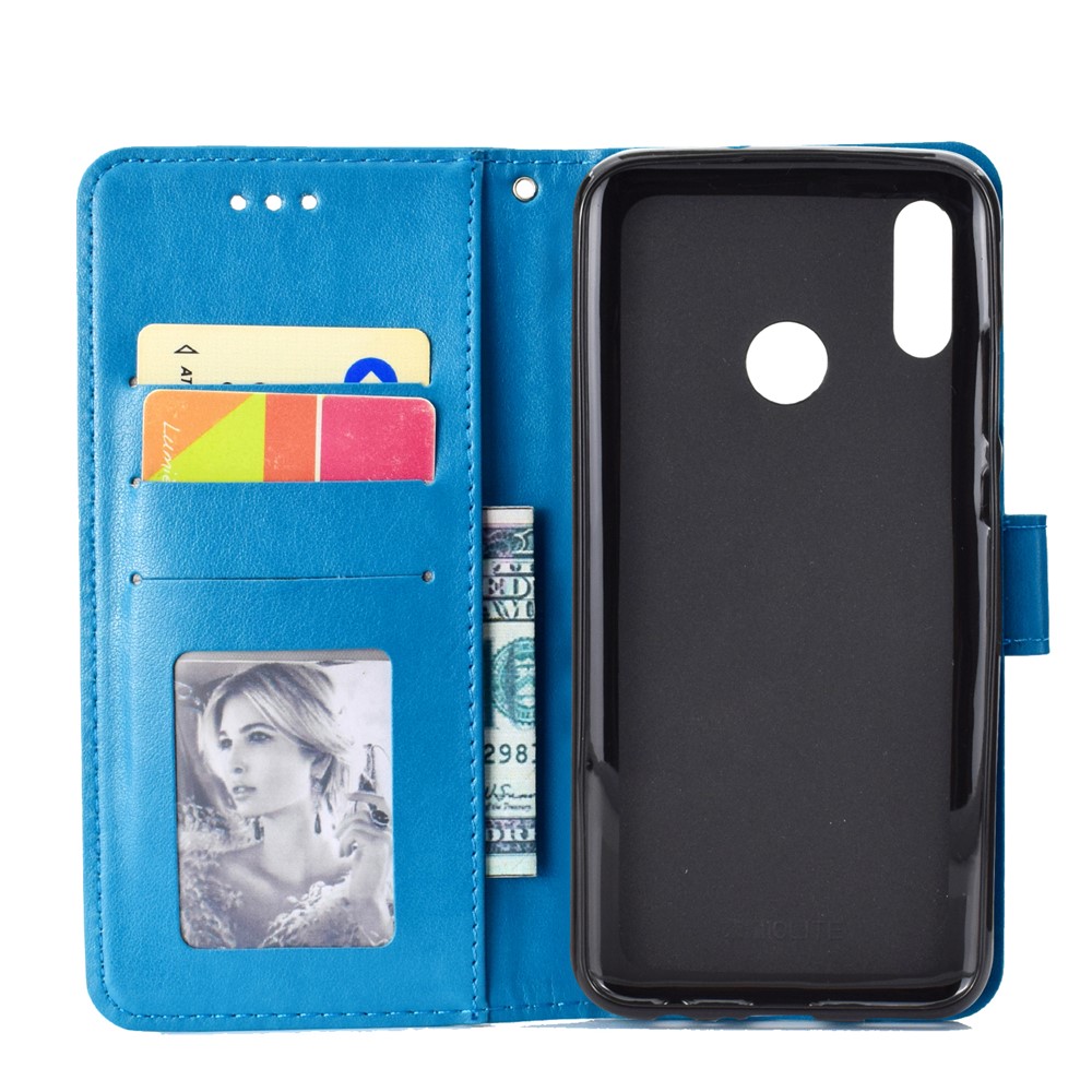Imprinted Mandala Pattern Wallet Leather Cell Phone Case for Huawei Honor 8X / Honor View 10 Lite - Blue-4