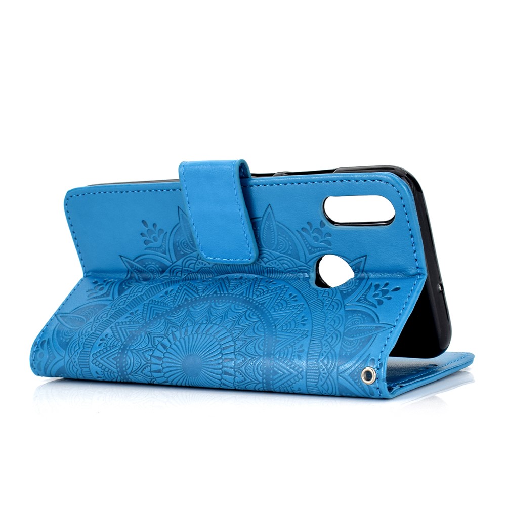 Imprinted Mandala Pattern Wallet Leather Cell Phone Case for Huawei Honor 8X / Honor View 10 Lite - Blue-5