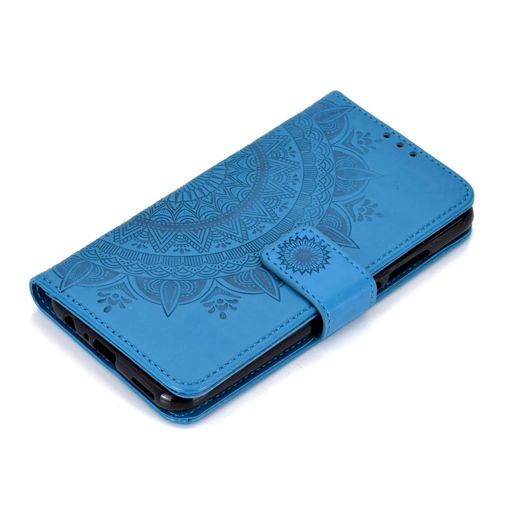 Imprinted Mandala Pattern Wallet Leather Cell Phone Case for Huawei Honor 8X / Honor View 10 Lite - Blue-7