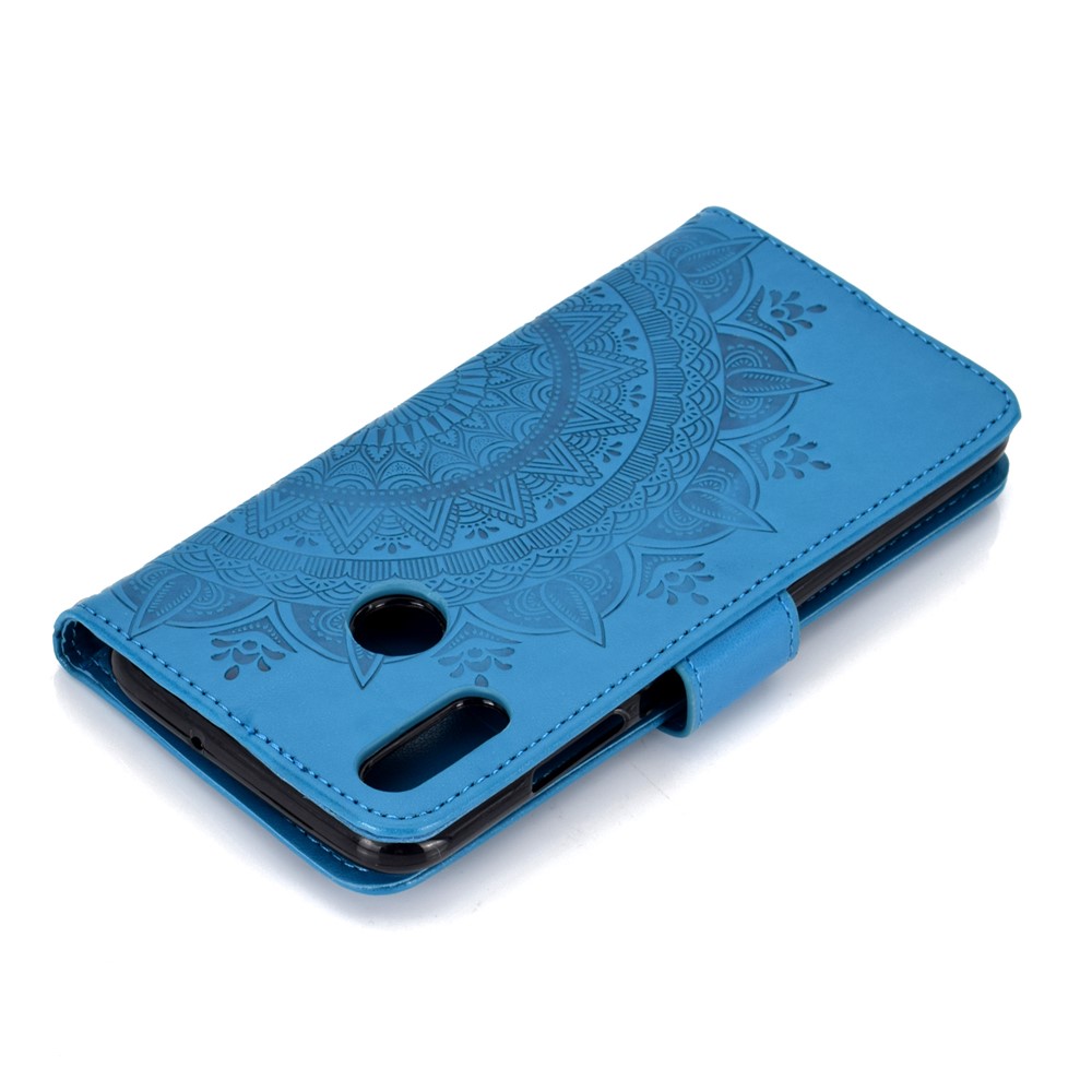 Imprinted Mandala Pattern Wallet Leather Cell Phone Case for Huawei Honor 8X / Honor View 10 Lite - Blue-8