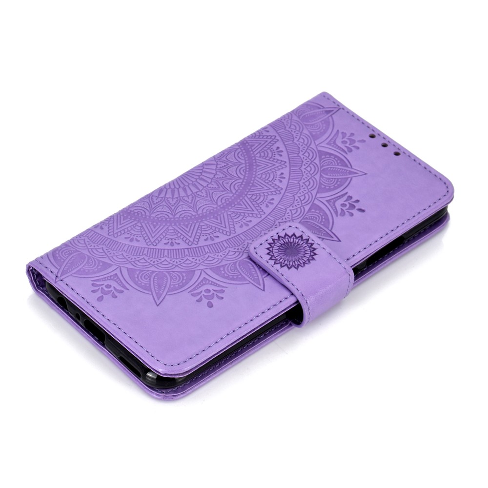 Imprinted Mandala Pattern Wallet Leather Protective Case for Huawei Honor 8X / Honor View 10 Lite - Purple-7