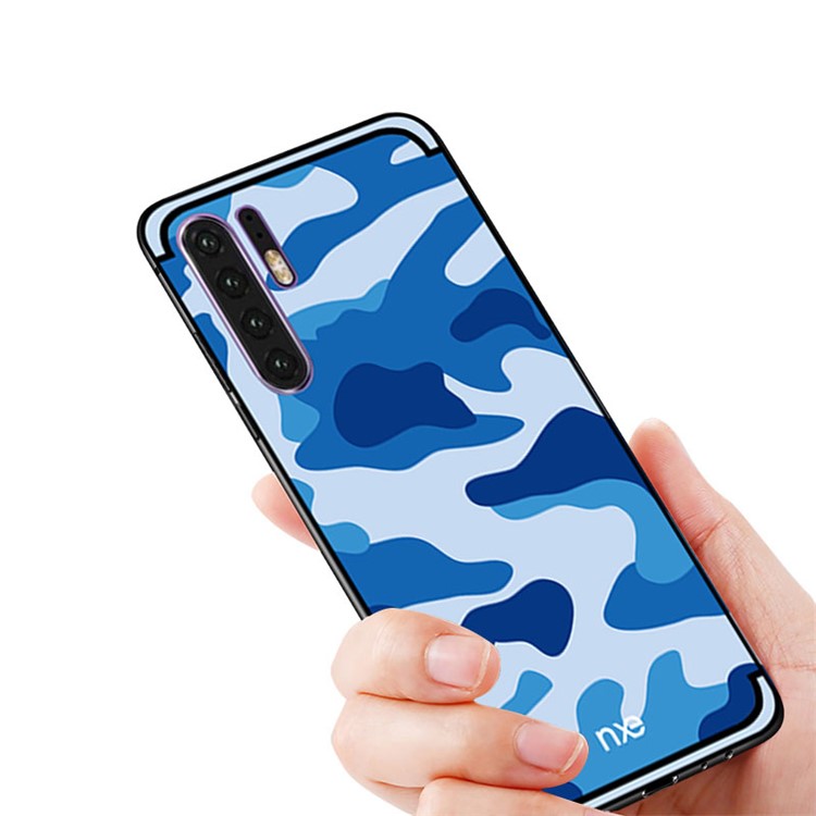 NXE Camouflage Pattern PC TPU Hybrid Case Shell Pour Huawei P30 Pro - Bleu