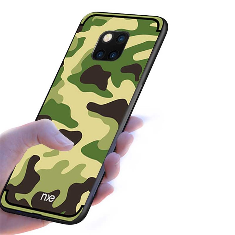 NXE Camouflage Pattern PC TPU Hybrid Case for Huawei Mate 20 - Light Green-4
