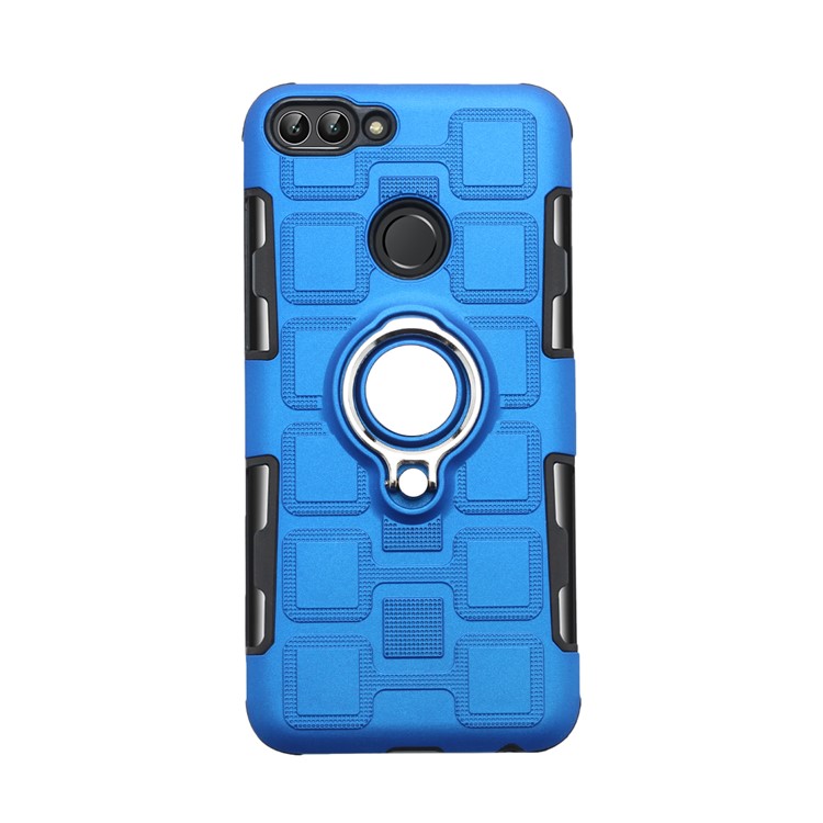 Geometric Pattern TPU PC Hybrid Mobile Phone Case with Magnetic Car Mount Ring Holder for Huawei P Smart (2017) - Baby Blue-2
