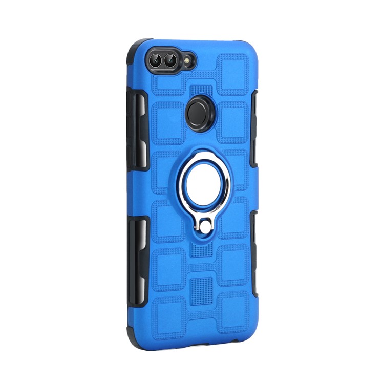 Geometric Pattern TPU PC Hybrid Mobile Phone Case with Magnetic Car Mount Ring Holder for Huawei P Smart (2017) - Baby Blue-3