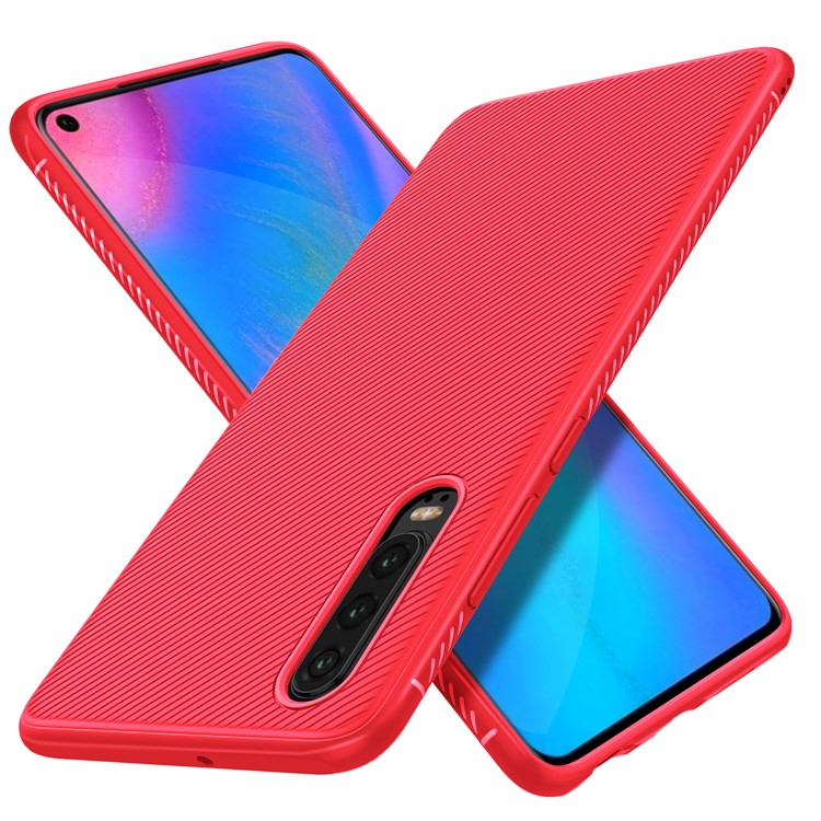 Jazz Series Twill Texture TPU Cell Phone Cover for Huawei P30 - Red-6