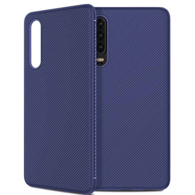 Jazz Series Twill Texture TPU Cell Phone Shell for Huawei P30 - Dark Blue-2
