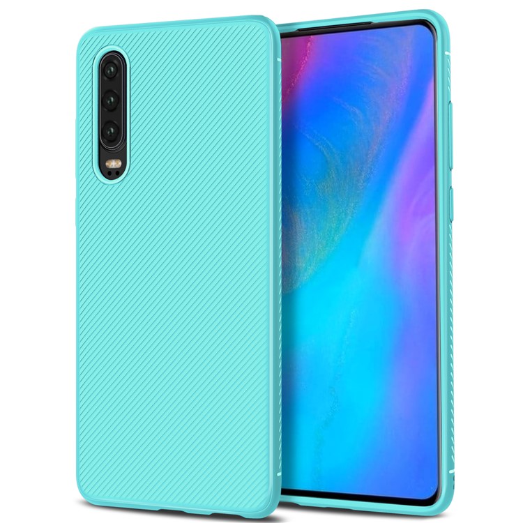 Jazz Series Twill Texture TPU Mobile Case for Huawei P30 - Cyan-1