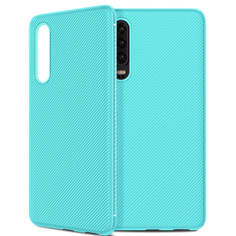 Jazz Series Twill Texture TPU Mobile Case for Huawei P30 - Cyan-2