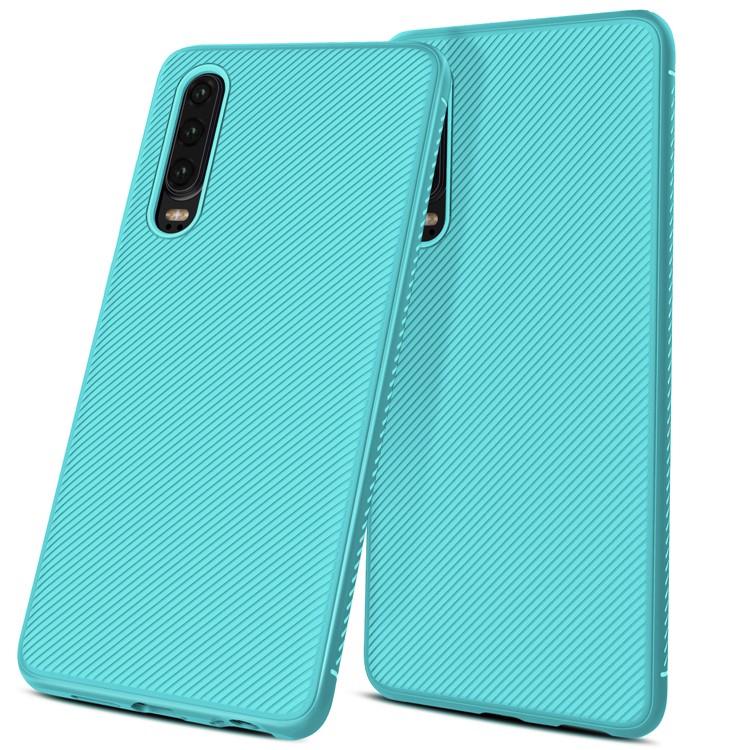 Jazz Series Twill Texture TPU Mobile Case for Huawei P30 - Cyan-3