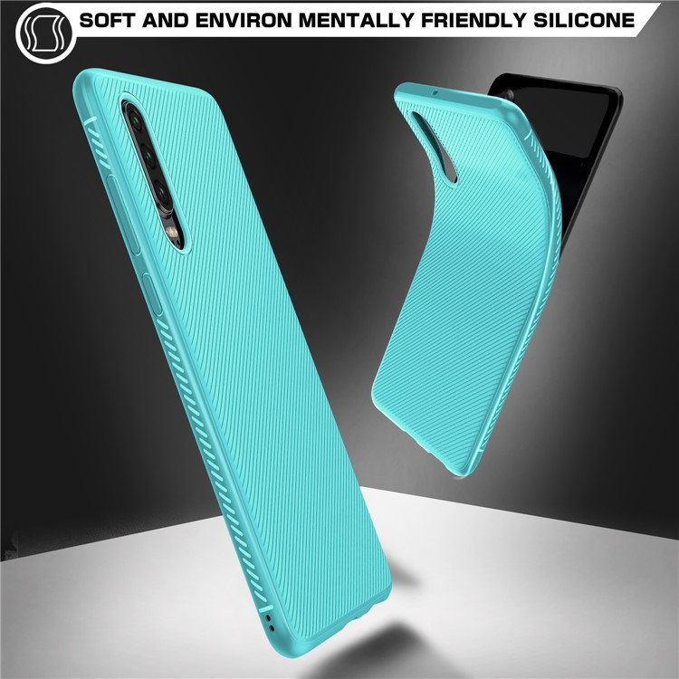 Jazz Series Twill Texture TPU Mobile Case for Huawei P30 - Cyan-5