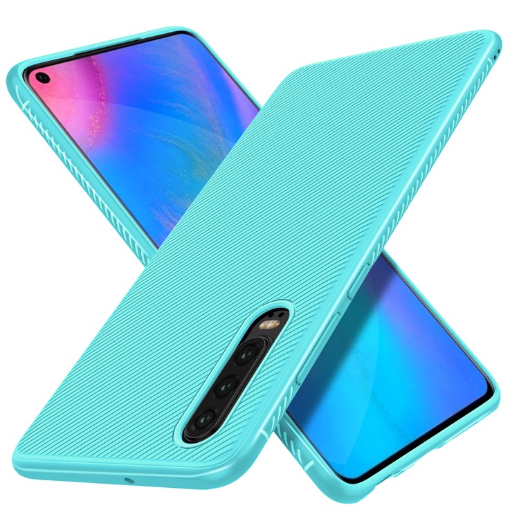 Jazz Series Twill Texture TPU Mobile Case for Huawei P30 - Cyan-6