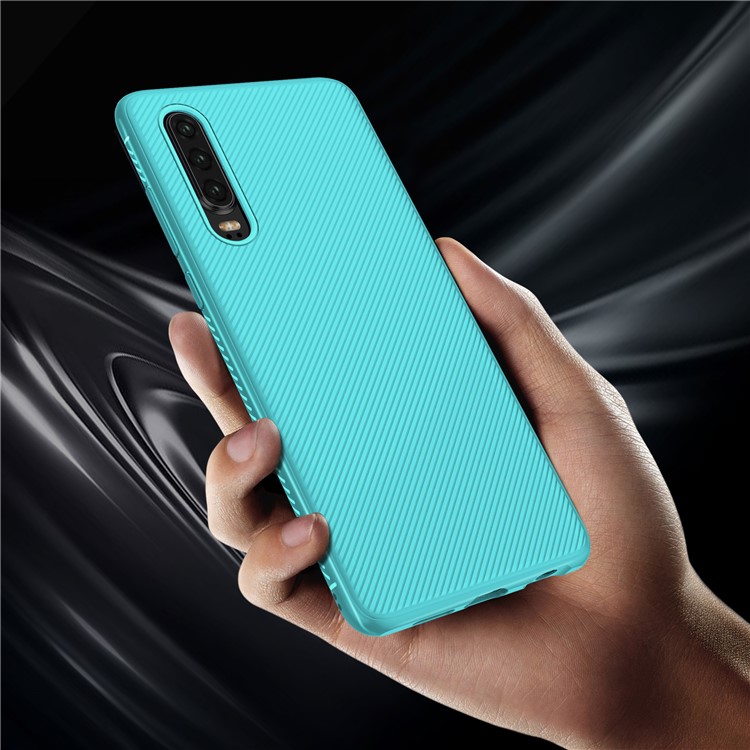 Jazz Series Twill Texture TPU Mobile Case for Huawei P30 - Cyan-8