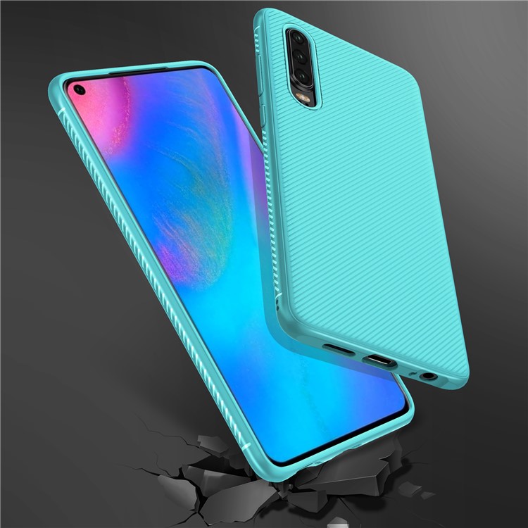 Jazz Series Twill Texture TPU Mobile Case for Huawei P30 - Cyan-9