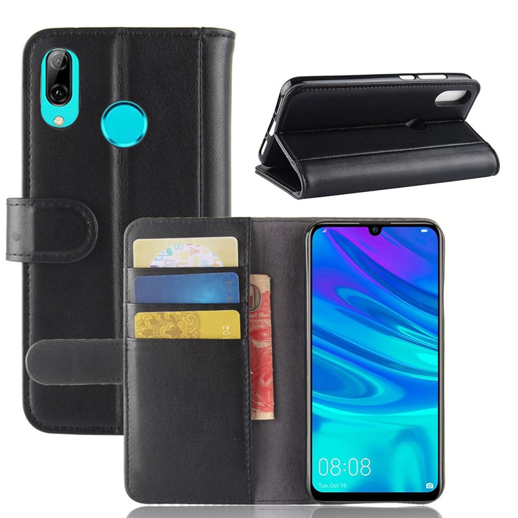 Split Leather Stand Wallet Magnetic Phone Casing for Huawei Y7 (2019) - Black-2