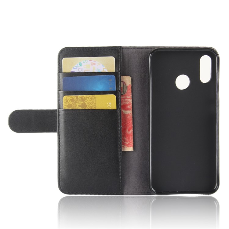 Split Leather Stand Wallet Magnetic Phone Casing for Huawei Y7 (2019) - Black-5