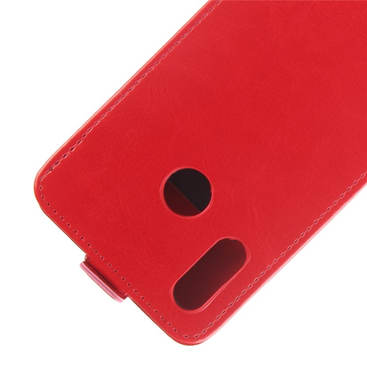 Flip Vertical Crazy Horse PU Couro Phone Casting Para Huawei P30 Lite - Vermelho-3