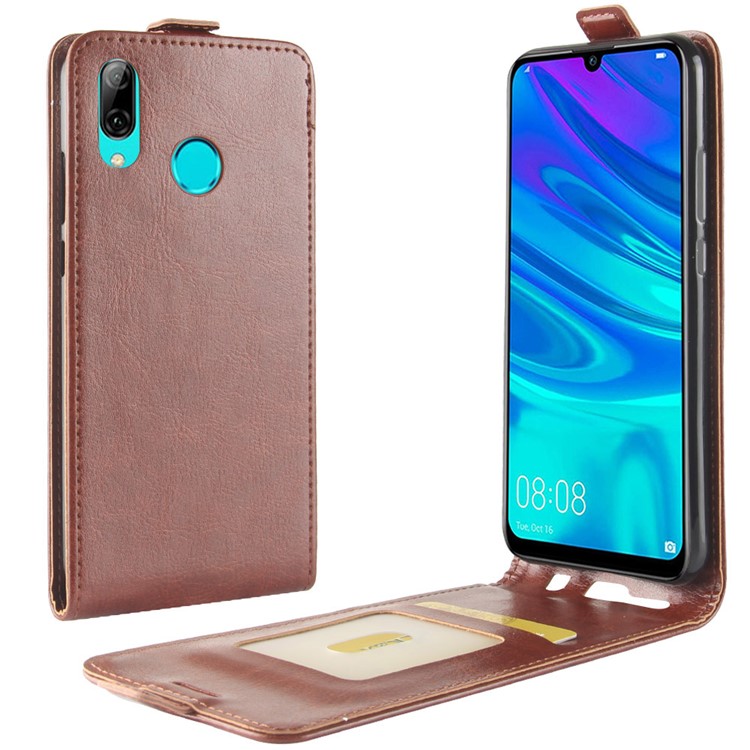 Crazy Horse Vertical Flip PU Leather Card Holder Shell for Huawei P30 Lite - Brown-1