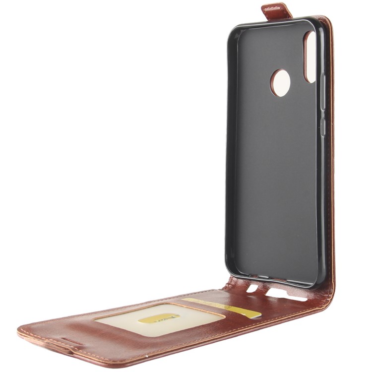 Crazy Horse Vertical Flip PU Leather Card Holder Shell for Huawei P30 Lite - Brown-6