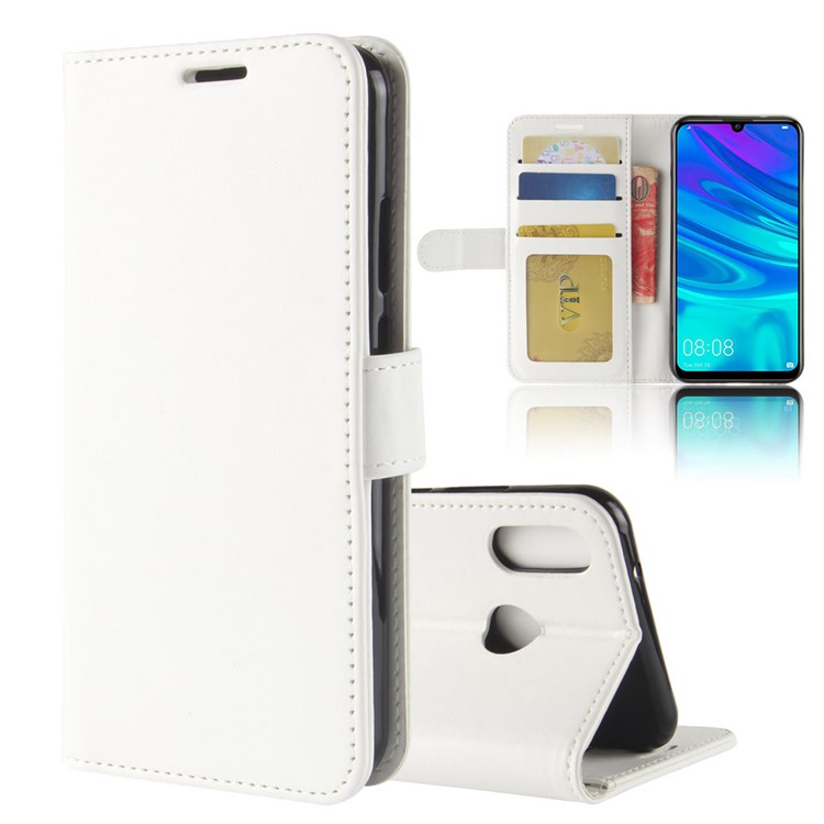 Crazy Horse pu Soporte de Cuero Cover de la Billetera Para Huawei P30 Lite - Blanco