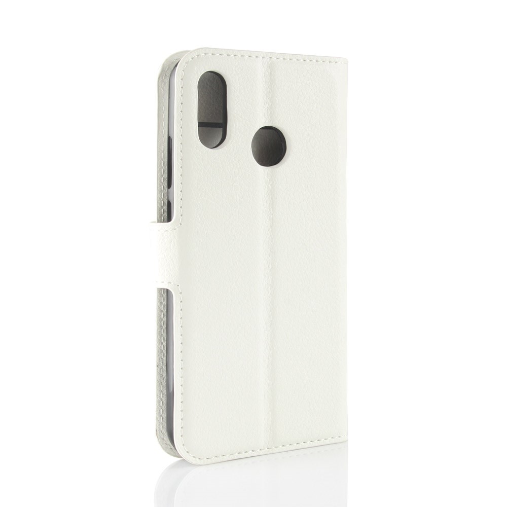 Litchi Skin PU Leather Magnetic Wallet Cover for Huawei P30 Lite - White-6
