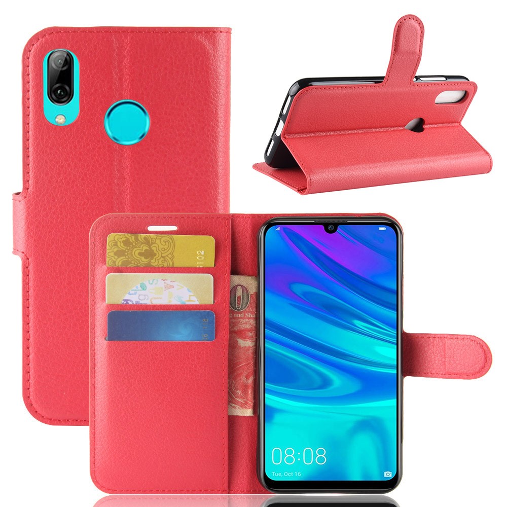 Litchi Skin PU Leather Magnetic Wallet Shell for Huawei P30 Lite - Red-1