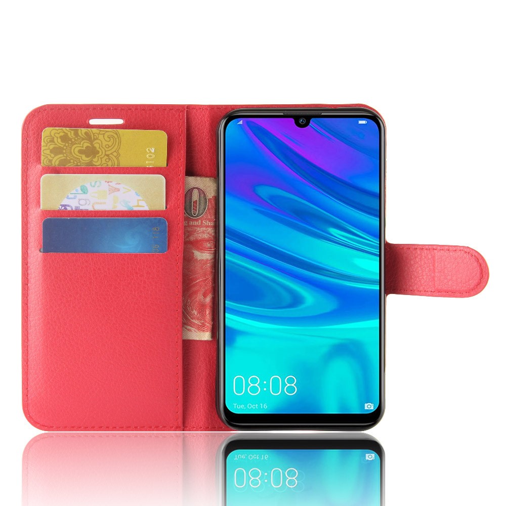 Litchi Skin PU Leather Magnetic Wallet Shell for Huawei P30 Lite - Red-4