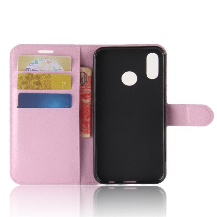 Litchi Skin PU Cuero Cierre Magnético Folio Flip Willet Soporthids Para Huawei P30 Lite - Rosado