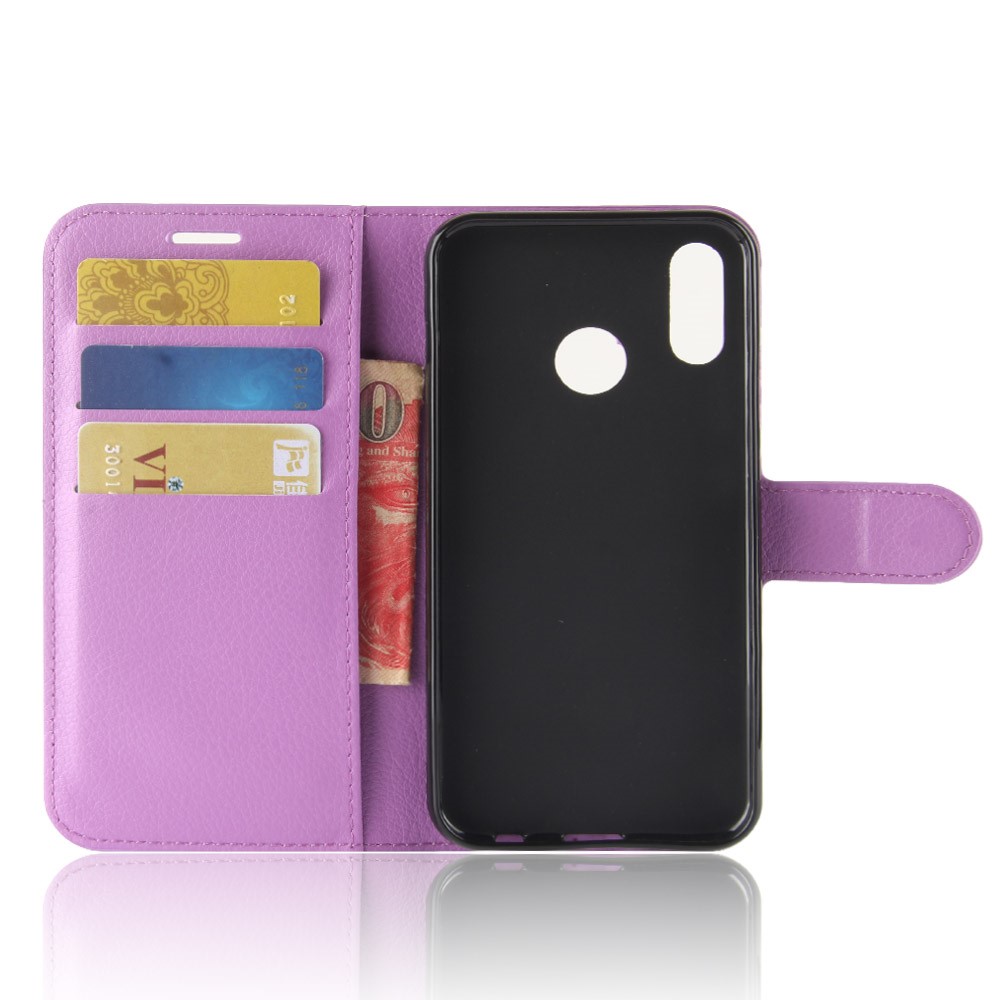 Litchi Skin PU Leather Card Holder Cover Shell for Huawei P30 Lite - Purple-3