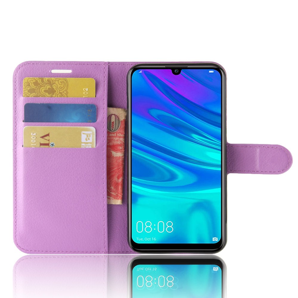Litchi Skin PU Leather Card Holder Cover Shell for Huawei P30 Lite - Purple-4